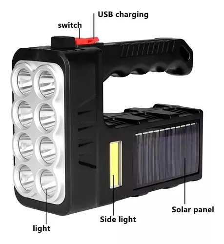 Linterna Led Solar Y Usb Recargable